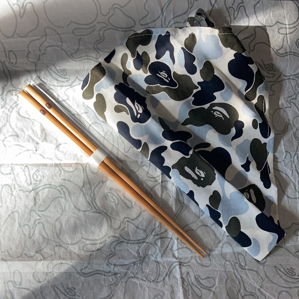 A BATHING APE BAPE Kyoto limited Chopsticks ＆ gray camo case Brand New Sealed